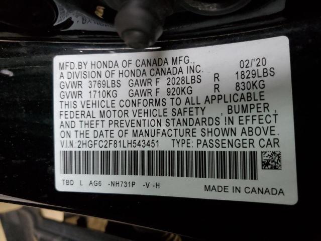 2020 HONDA CIVIC SPOR 2HGFC2F81LH543451