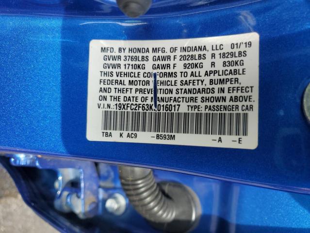 2019 HONDA CIVIC LX - 19XFC2F63KE016017