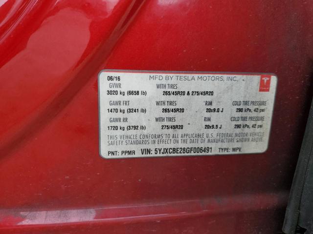 2016 TESLA MODEL X 5YJXCBE28GF006491