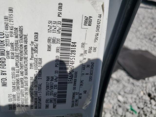 2015 FORD FUSION SE - 1FA6P0H74F5128184