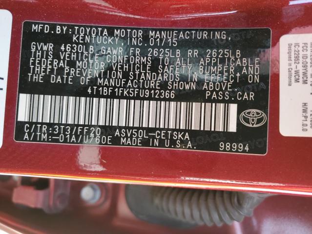 2015 TOYOTA CAMRY LE - 4T1BF1FK5FU912366