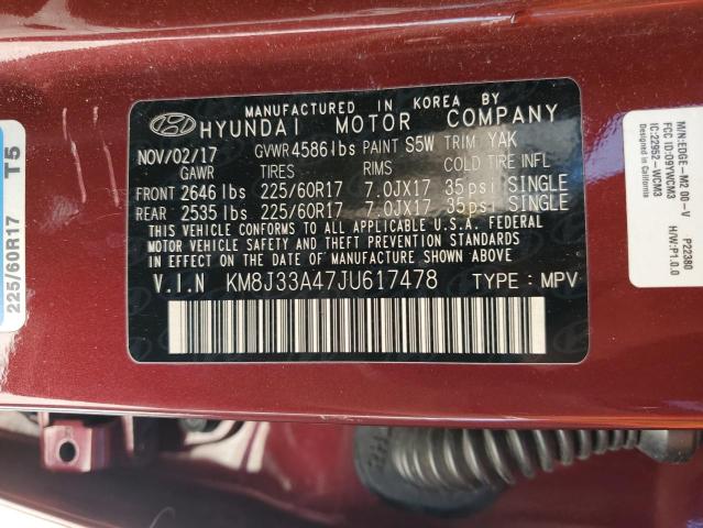 2018 HYUNDAI TUCSON SEL - KM8J33A47JU617478