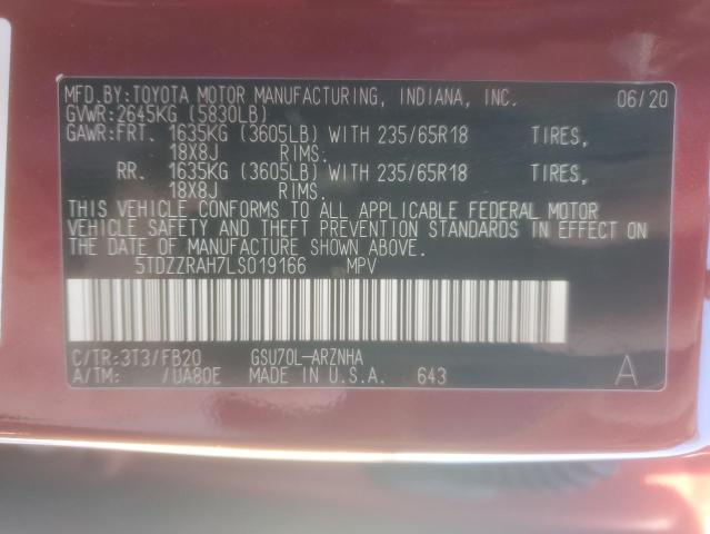 2020 TOYOTA HIGHLANDER - 5TDZZRAH7LS019166