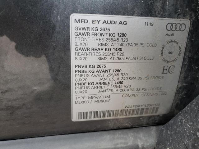 2020 AUDI Q5 E PREST WA1F2AFY1L2047130