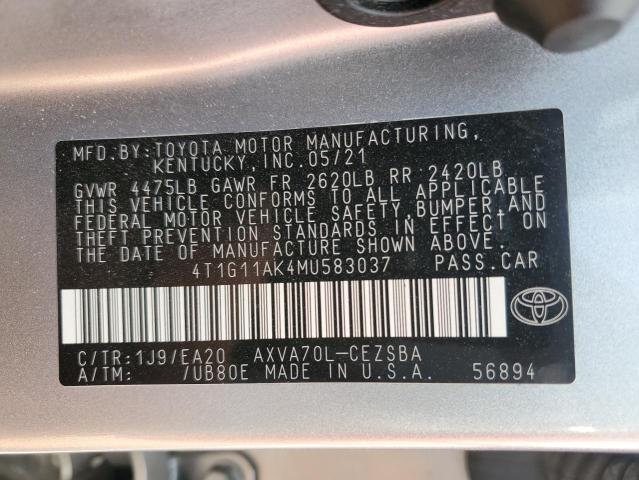 2021 TOYOTA CAMRY SE - 4T1G11AK4MU583037