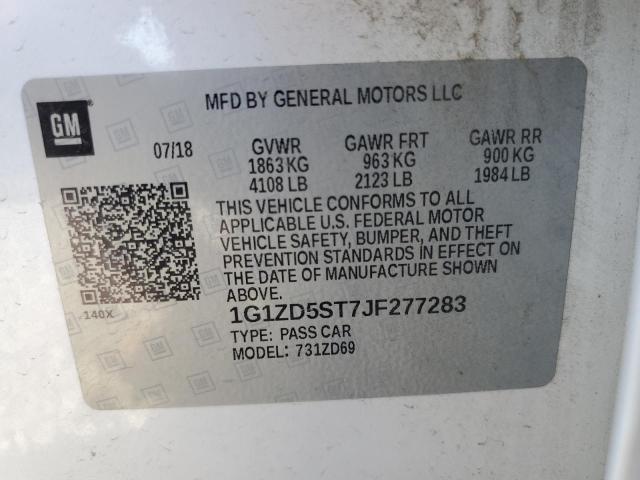 2018 CHEVROLET MALIBU 1G1ZD5ST7JF277283