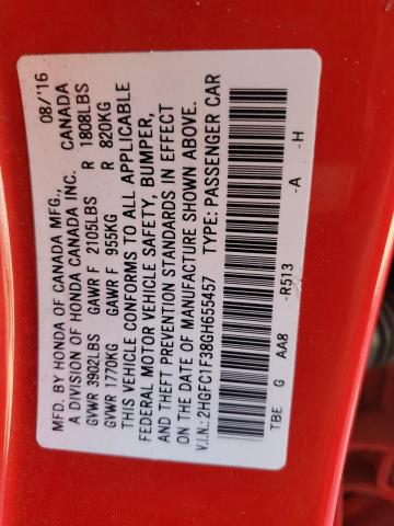2016 HONDA CIVIC EX 2HGFC1F38GH655457