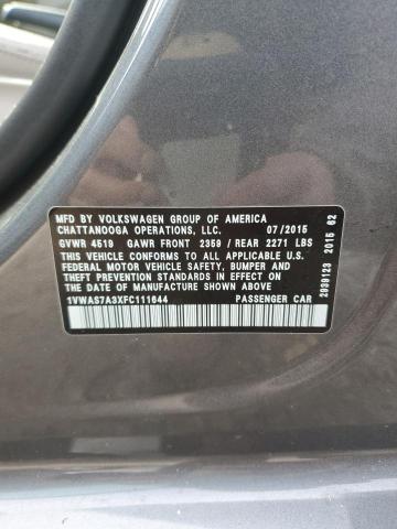 2015 VOLKSWAGEN PASSAT S 1VWAS7A3XFC111644
