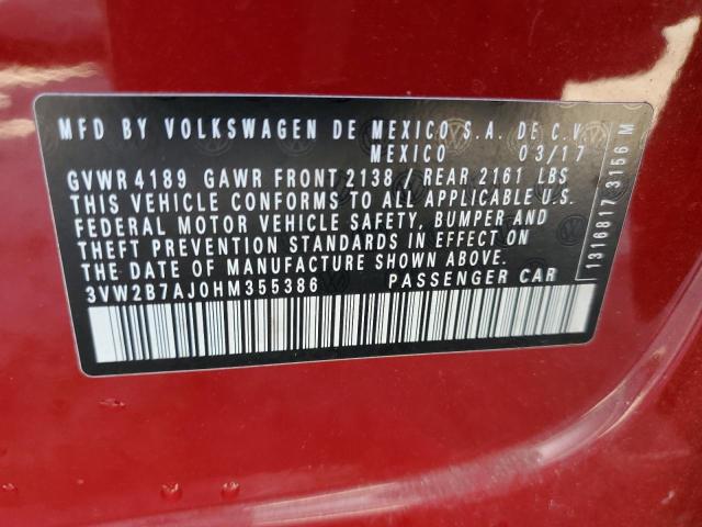 2017 VOLKSWAGEN JETTA S - 3VW2B7AJ0HM355386