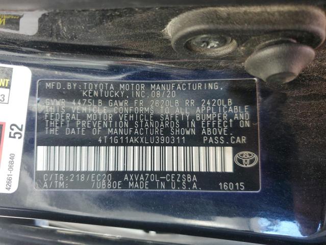 2020 TOYOTA CAMRY 4T1G11AKXLU390311