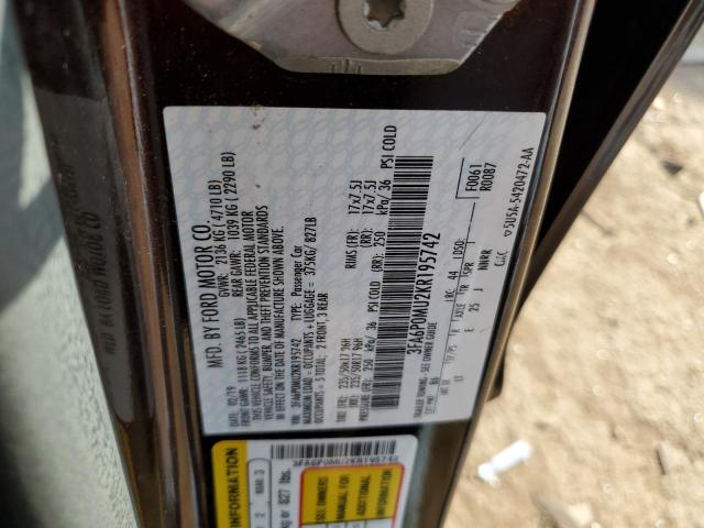 2019 FORD FUSION SEL - 3FA6P0MU2KR195742