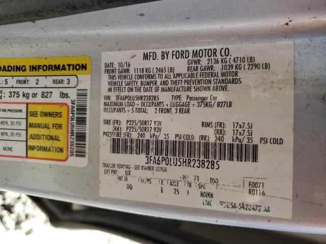 2017 FORD FUSION SE - 3FA6P0LU5HR238285
