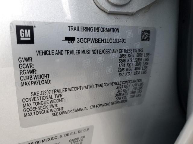 2020 CHEVROLET 1500 3GCPWBEH1LG101491