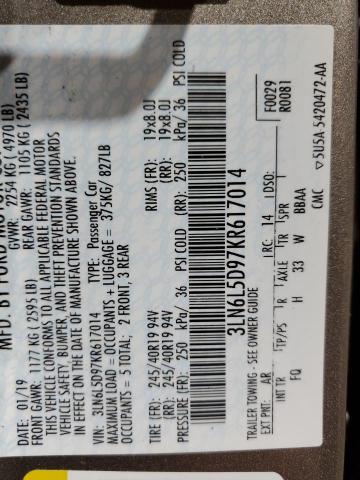 2019 LINCOLN MKZ RESERV - 3LN6L5D97KR617014