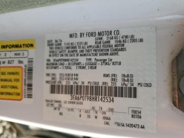 2017 FORD FUSION SE - 3FA6P0T98HR142534