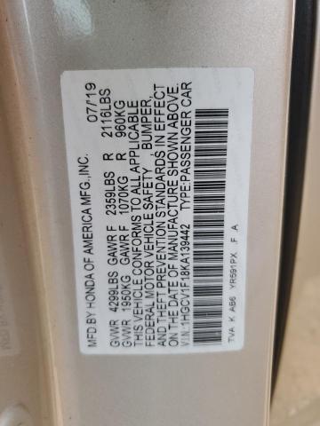 2019 HONDA ACCORD LX - 1HGCV1F18KA139442