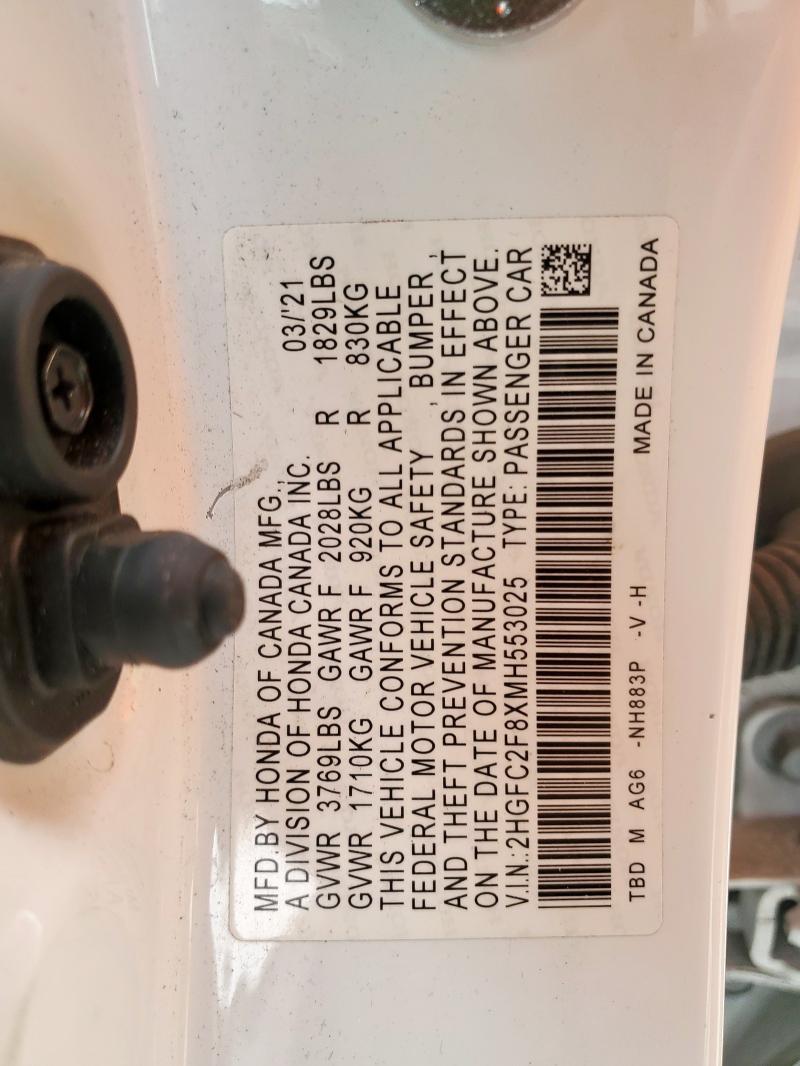 2021 HONDA CIVIC SPOR - 2HGFC2F8XMH553025