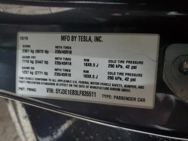 2020 TESLA MODEL 3 - 5YJ3E1EB3LF635511
