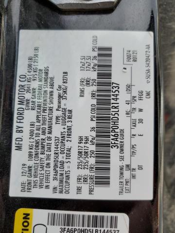 2020 FORD FUSION SE - 3FA6P0HD5LR144537