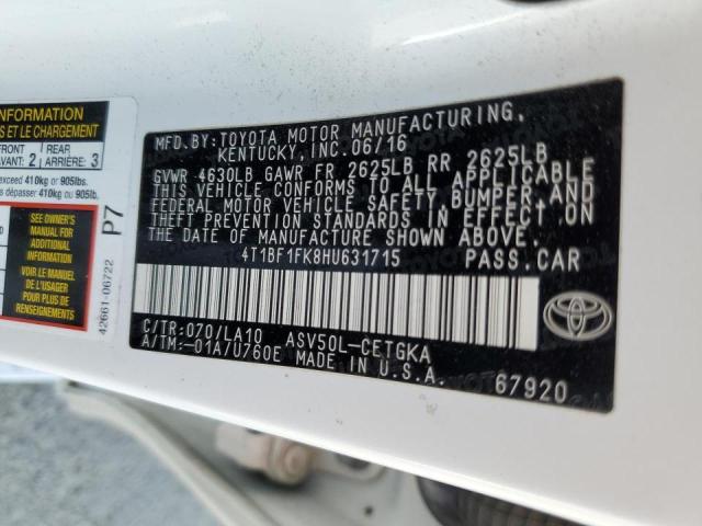 2017 TOYOTA CAMRY LE - 4T1BF1FK8HU631715