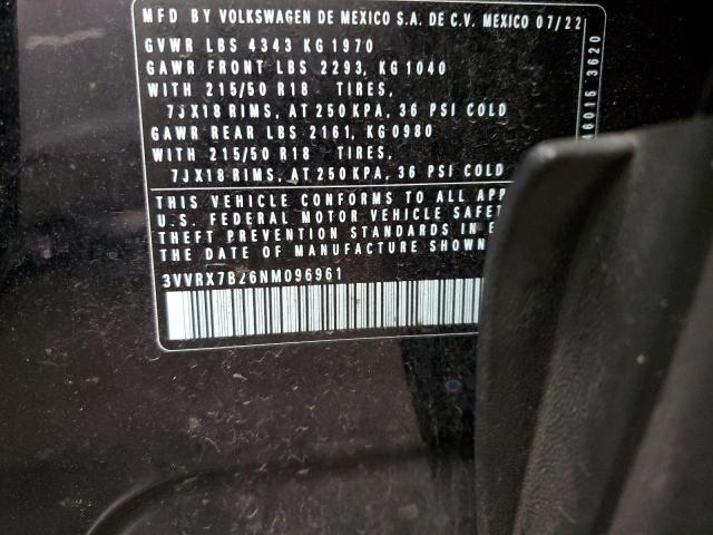 2022 VOLKSWAGEN TAOS SE - 3VVRX7B26NM096961