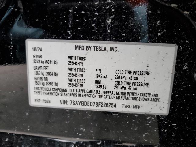2025 TESLA MODEL Y 7SAYGDED7SF226254