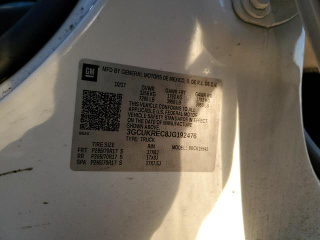 2018 CHEVROLET SILVERADO - 3GCUKREC8JG192476