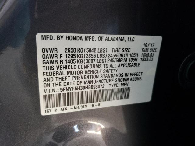 2017 HONDA PILOT EX 5FNYF6H39HB093472