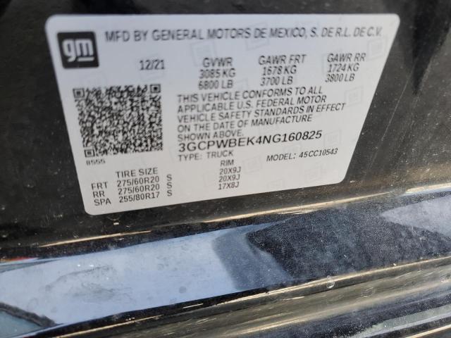 2022 CHEVROLET SILVERADO - 3GCPWBEK4NG160825