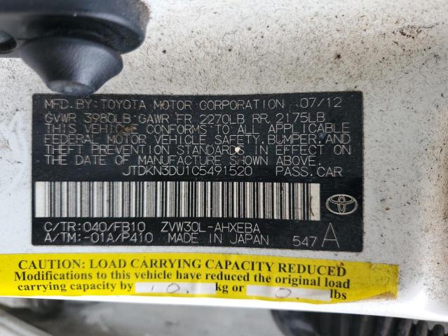 2012 TOYOTA PRIUS - JTDKN3DU1C5491520