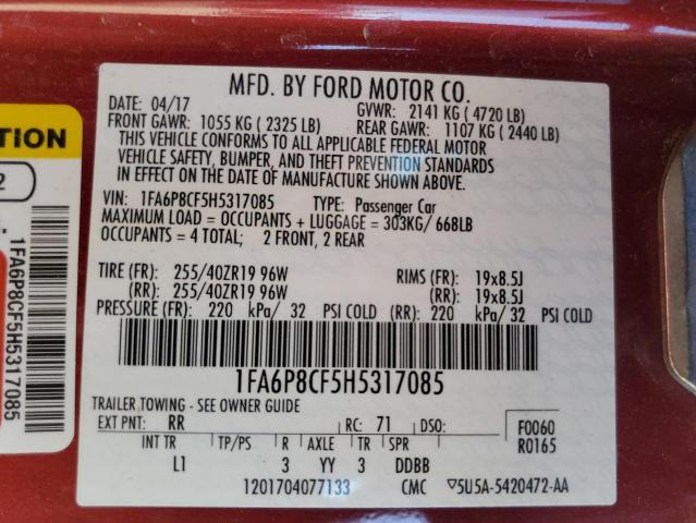 2017 FORD MUSTANG GT - 1FA6P8CF5H5317085