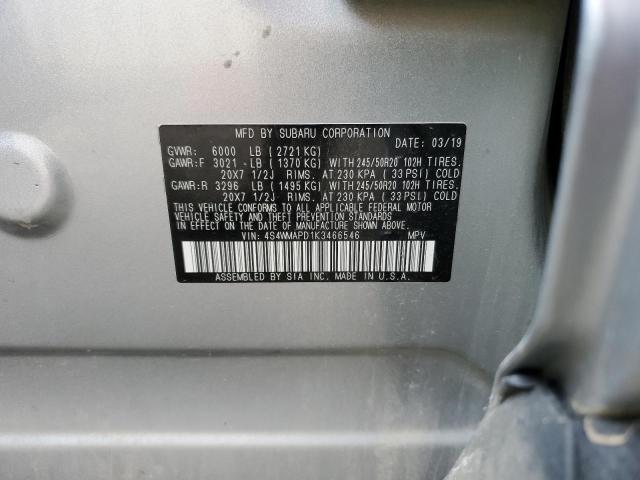 2019 SUBARU ASCENT LIM 4S4WMAPD1K3466546