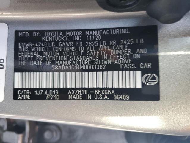 2021 LEXUS ES 300H 58ADA1C14MU003382
