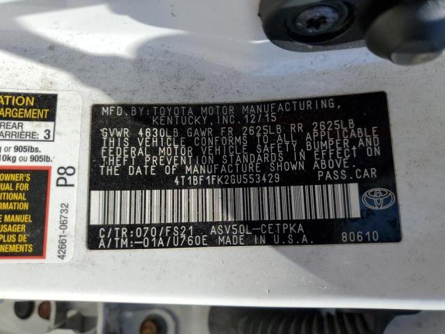 2016 TOYOTA CAMRY LE - 4T1BF1FK2GU553429