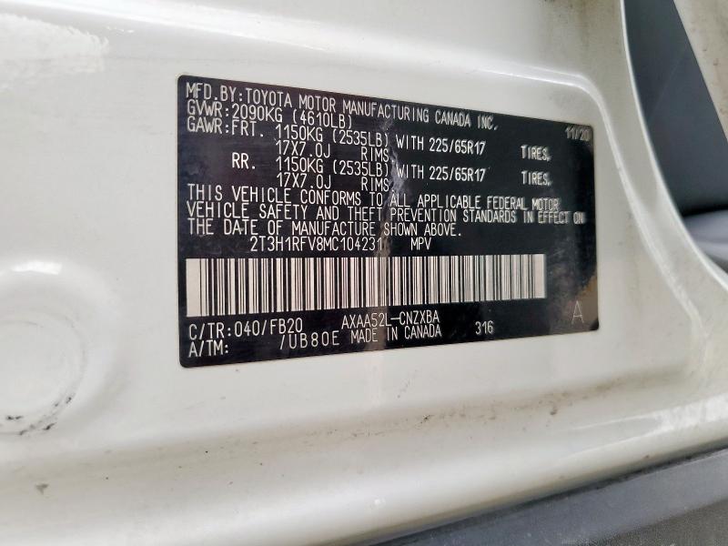 2021 TOYOTA RAV4 LE - 2T3H1RFV8MC104231