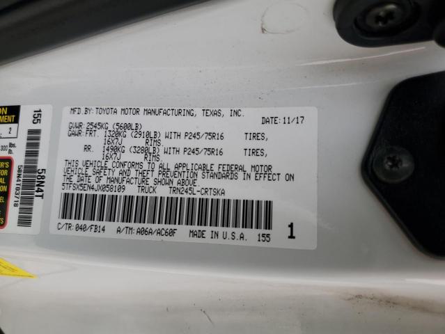 2018 TOYOTA TACOMA ACC 5TFSX5EN4JX058109