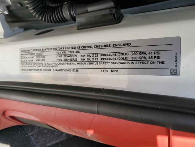 2022 BENTLEY BENTAYGA SJAAM2ZV2NC017389