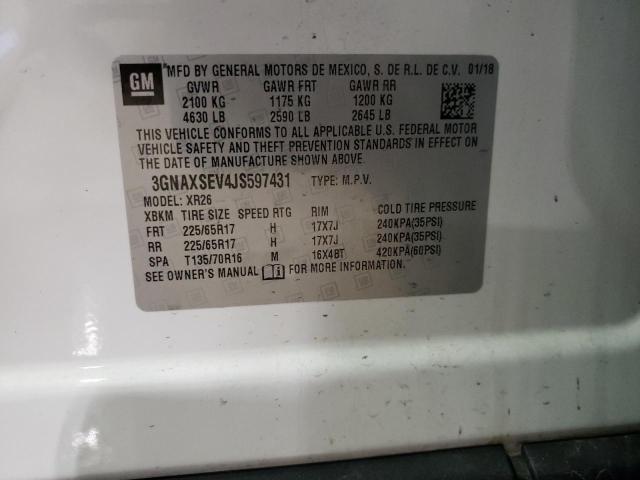 2018 CHEVROLET EQUINOX LT - 3GNAXSEV4JS597431