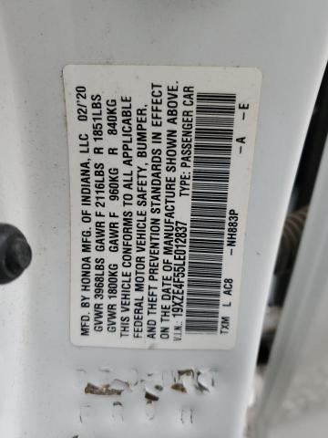2020 HONDA INSIGHT EX 19XZE4F55LE012837