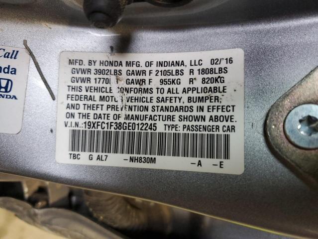 2016 HONDA CIVIC EX - 19XFC1F38GE012245
