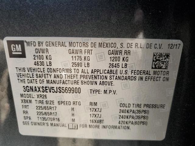 2018 CHEVROLET EQUINOX LT - 3GNAXSEV5JS569900