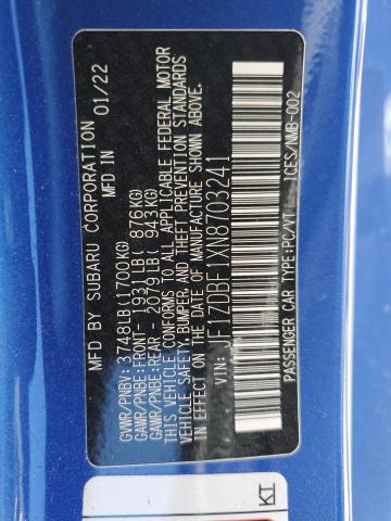 2022 SUBARU BRZ LIMITE JF1ZDBF1XN8703241