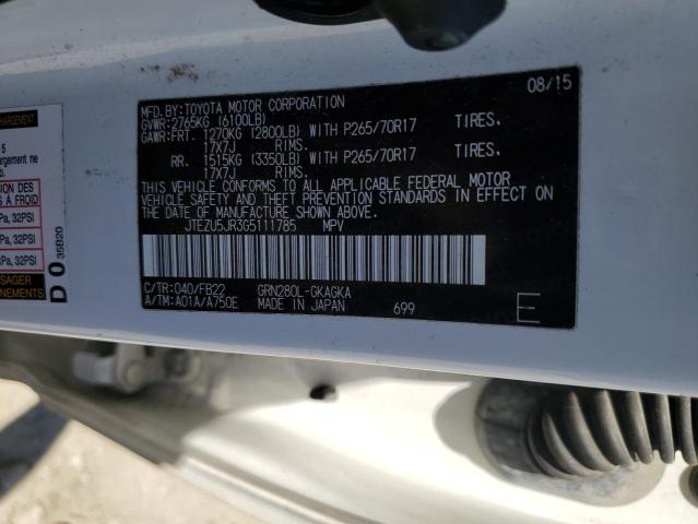2016 TOYOTA 4RUNNER SR - JTEZU5JR3G5111785