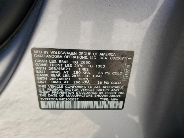 2022 VOLKSWAGEN ATLAS CROS - 1V2FE2CA1NC202037