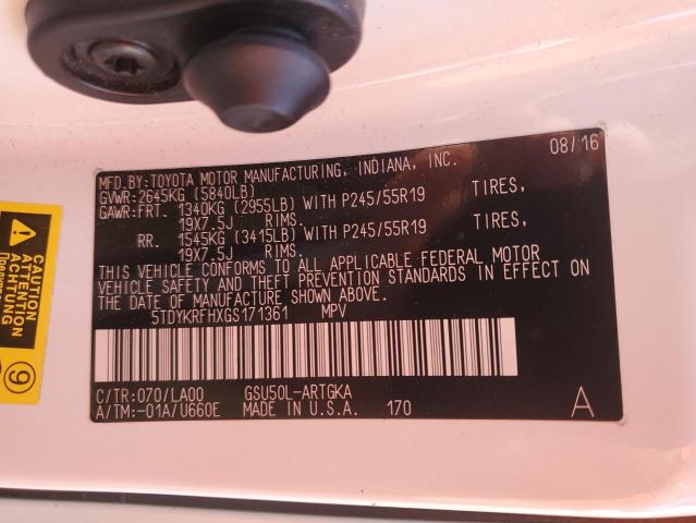 2016 TOYOTA HIGHLANDER - 5TDYKRFHXGS171361