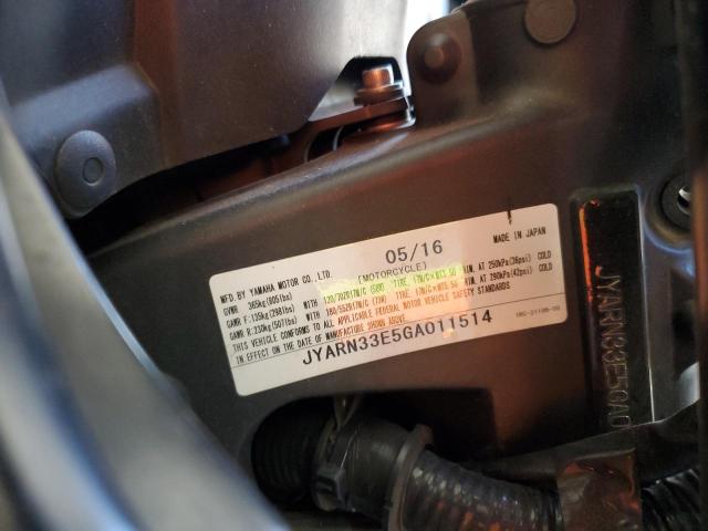 2016 YAMAHA FZ09 JYARN33E5GA011514