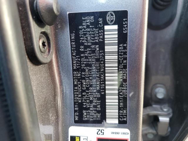 2022 TOYOTA CAMRY SE - 4T1G11AK7NU643751