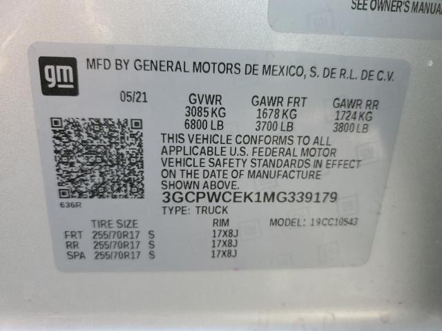 2021 CHEVROLET SILVERADO - 3GCPWCEK1MG339179
