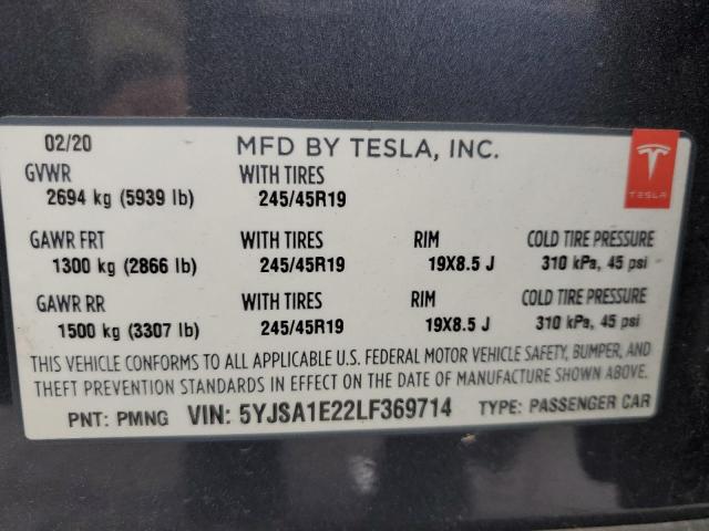 2020 TESLA MODEL S - 5YJSA1E22LF369714