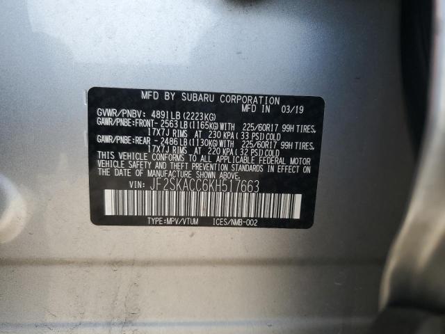 2019 SUBARU FORESTER JF2SKACC6KH517663